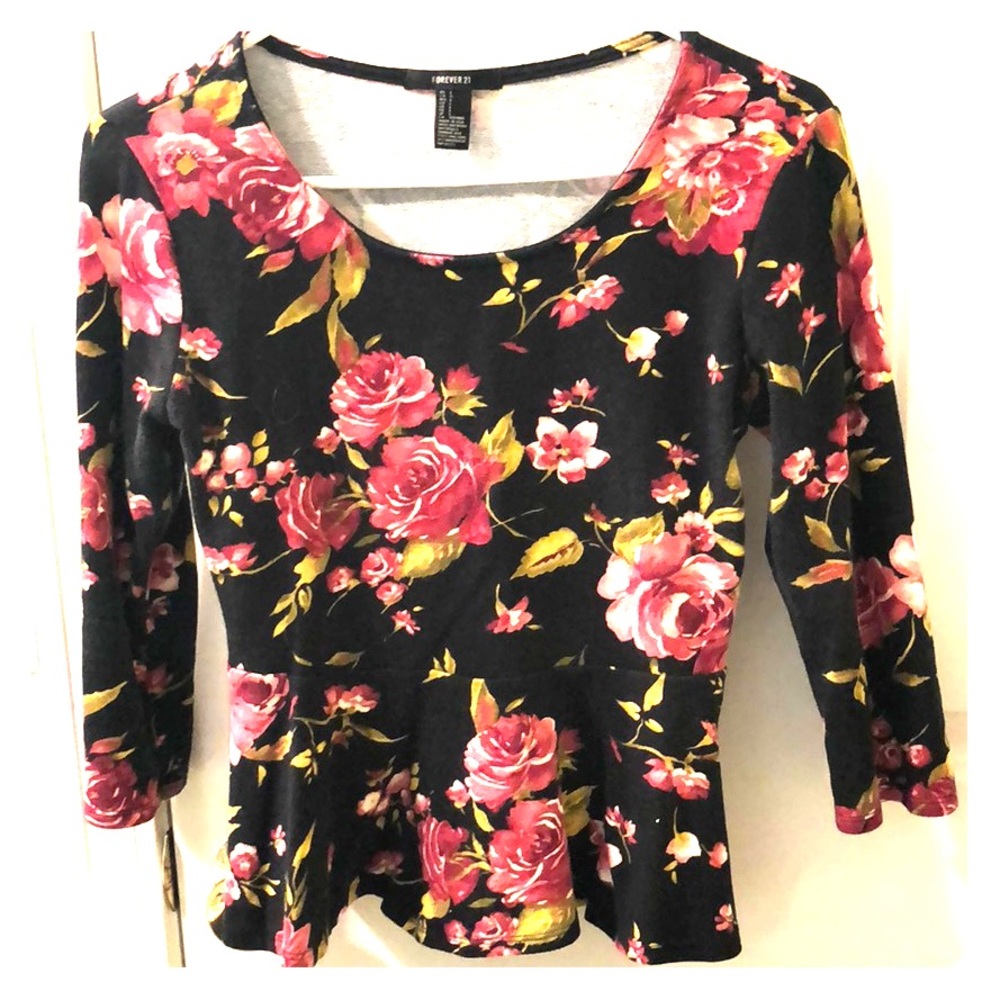 Floral forever21 peplum top large